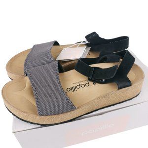 PAPILLIO Birkenstock GLENDA Leather Strappy Heeled Sandals ANTHRACITE NARROW FIT